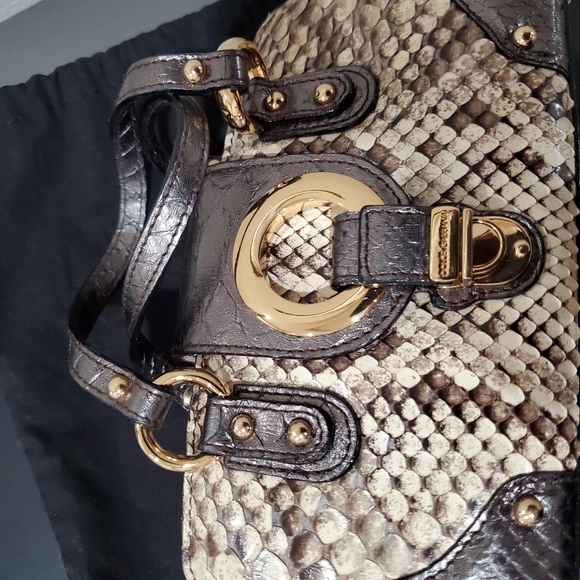 Genuine Python Dolce and Gabbana vitello corrida beige mini python clutch - Picture 7 of 16